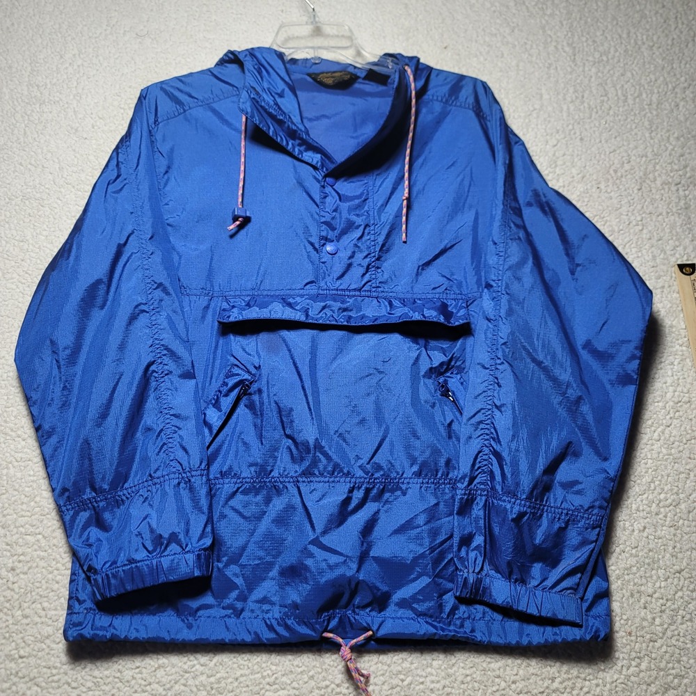 Vintage Eddie Bauer Anorak Windbreaker Mens Medium Blue Pullover Jacket 5201